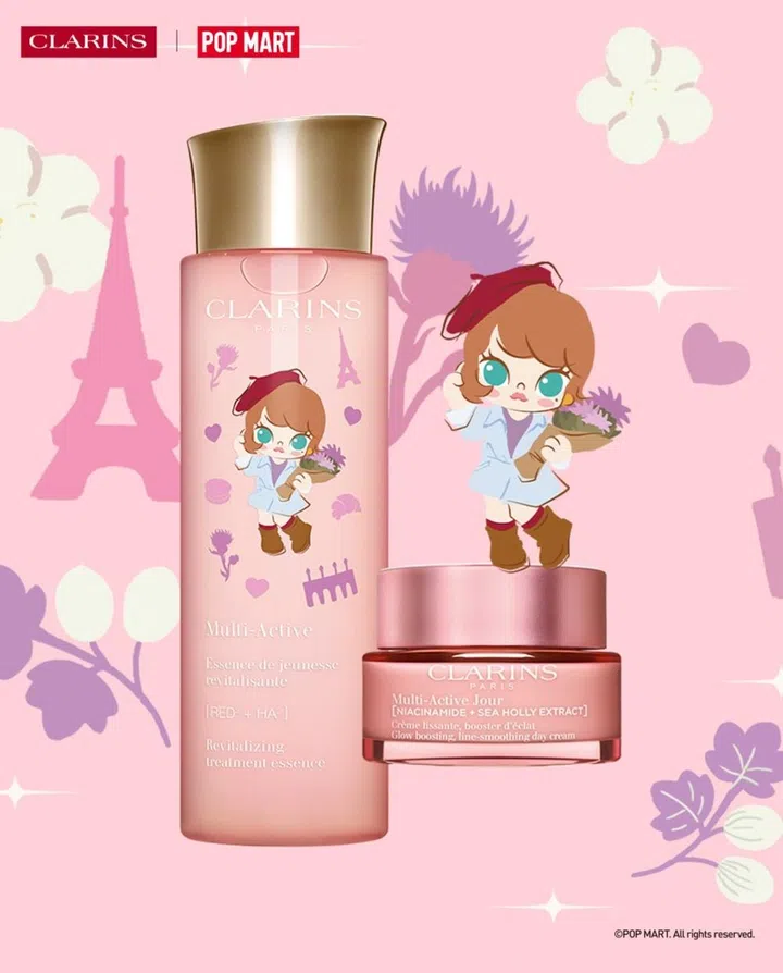 clarins pop mart molly collaboration multi active treatment essence