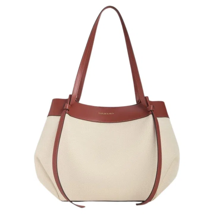 Best tote bags Singapore - Charles and Keith Canvas and leather tote bag