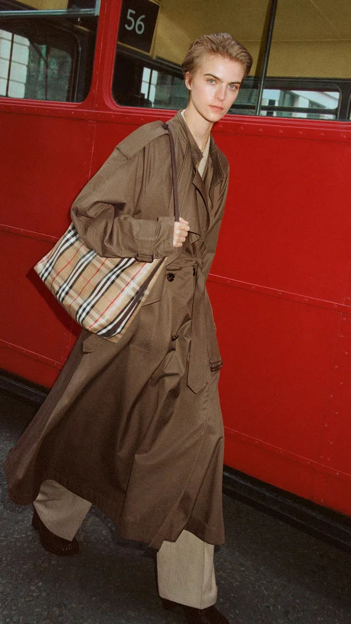 model in brown Burberry trench coat