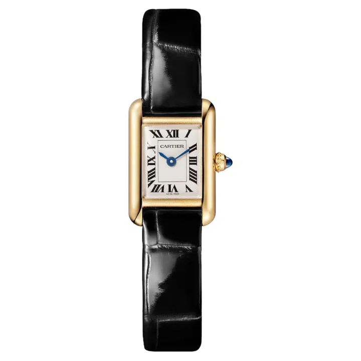 Tank Mini Louis Cartier 18K yellow gold watch on alligator strap, $10,100, Cartier