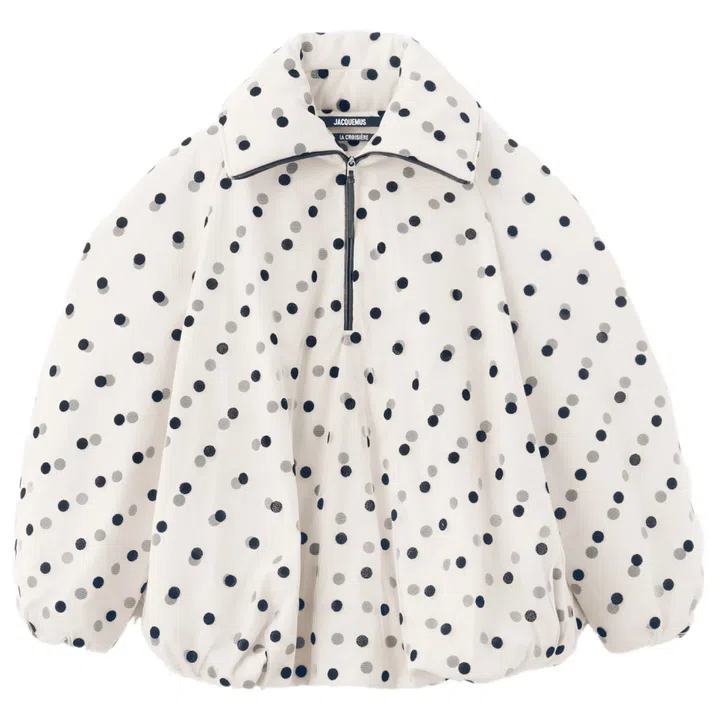 Polka dot polyamide-blend zip up top,