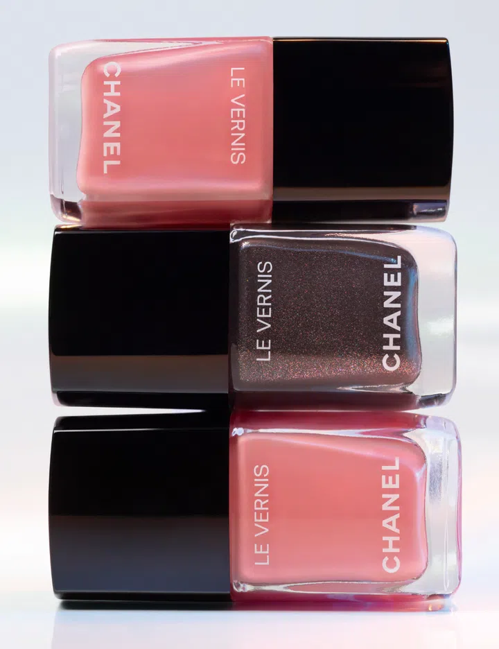 chanel beauty camelia futura nail polish pink and metallic purple