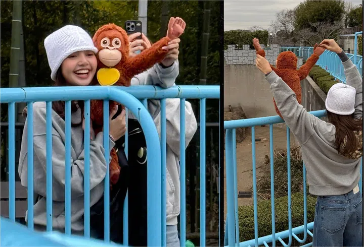 Blackpink Lisa visits Punch the Monkey