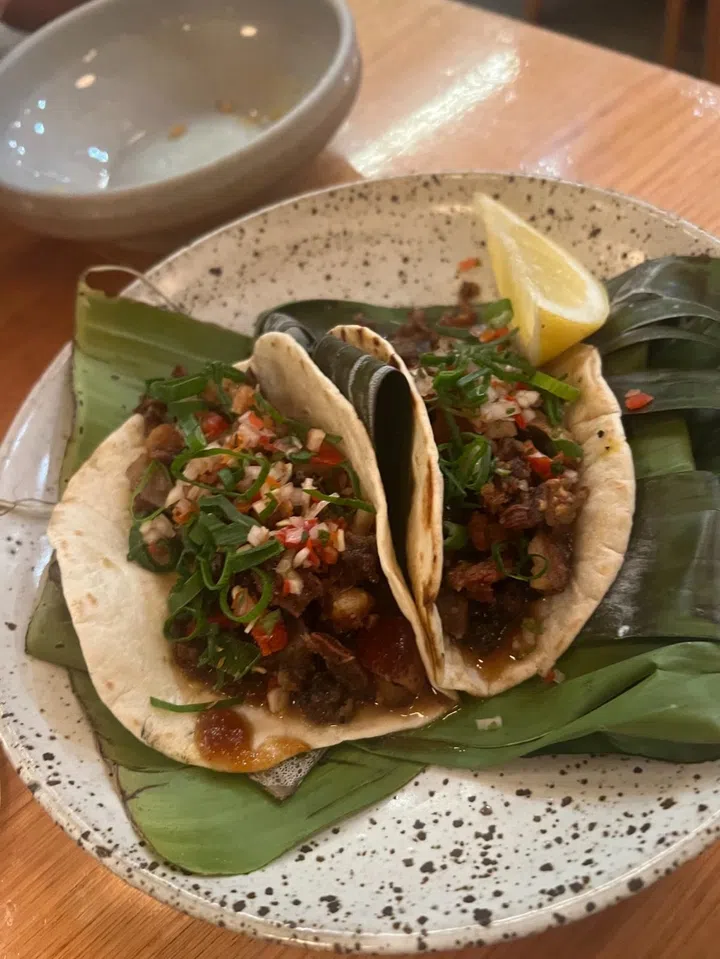 Serai’s pig’s head “sisig” tacos australia restaruant