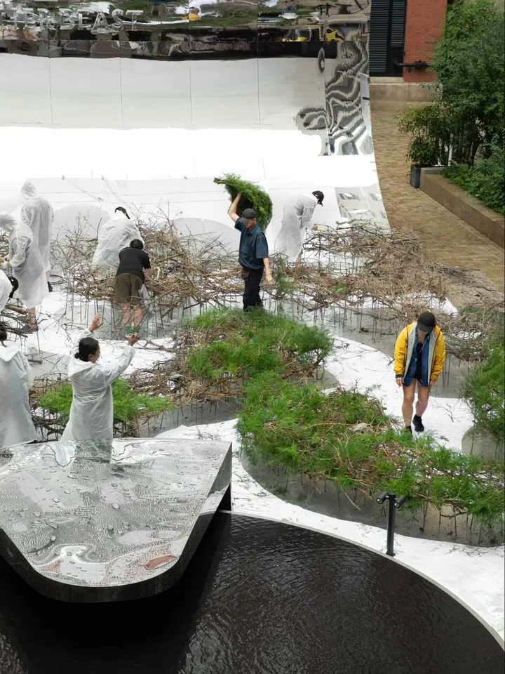 The Mirror garden installation by This Humid House and Beast Shanghai at Rockbund Square
