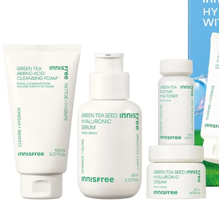 innisfree Hydration Heroes Set with Green Tea, Korean Skincare Kit