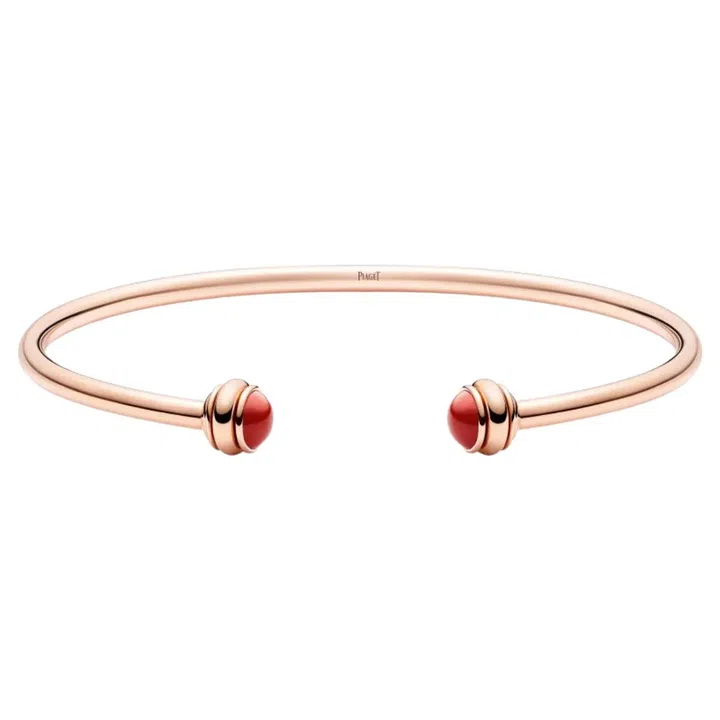 Possession 18K rose gold bracelet with carnelian, $4,500, Piaget