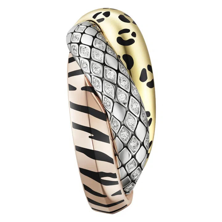 Cartier Trinity 18K white, rose and yellow gold single earring with black lacquer and diamonds, $19,200