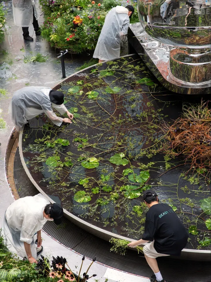 The Mirror garden installation by This Humid House and Beast Shanghai at Rockbund Square