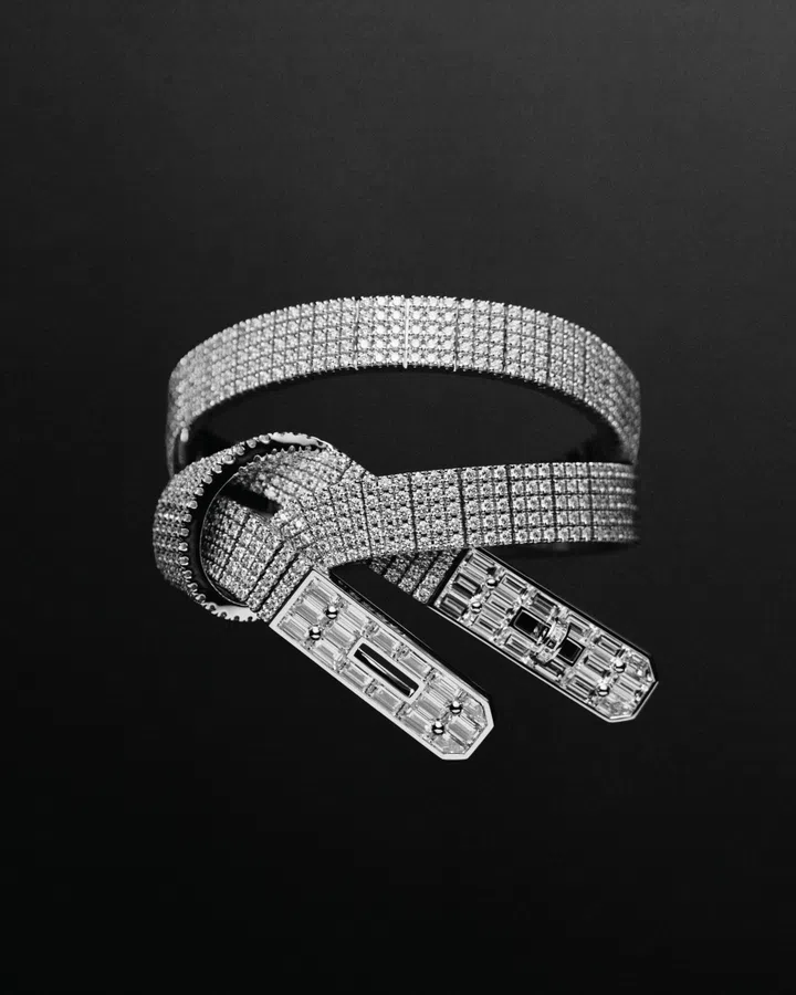 Hermes Double Tour Kelly Gavroche 18K white gold bracelet with diamonds