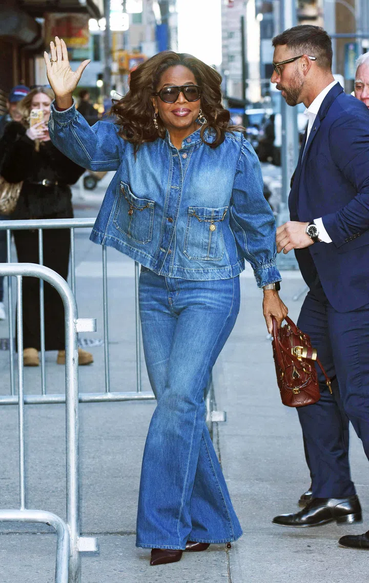Oprah Winfrey street style April 2026 denim