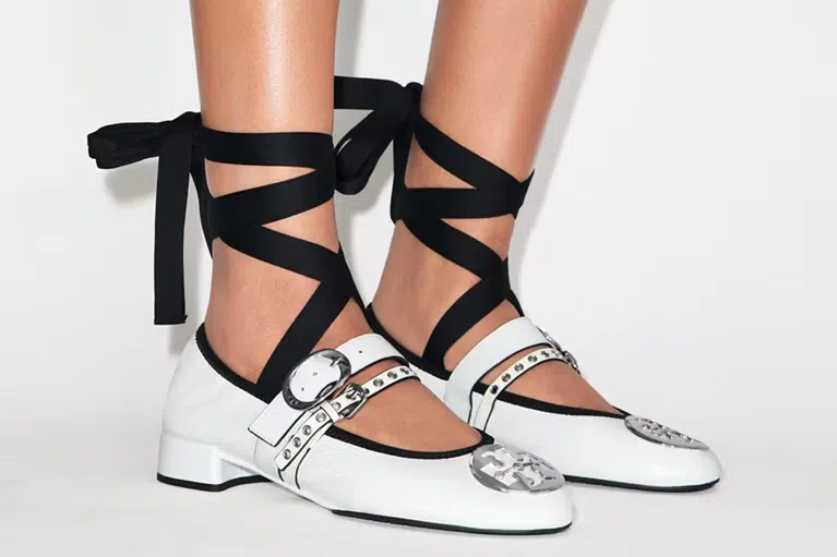Tory Burch's New Ballerina Shoes Bring A Punk Twist To The Balletcore Trend