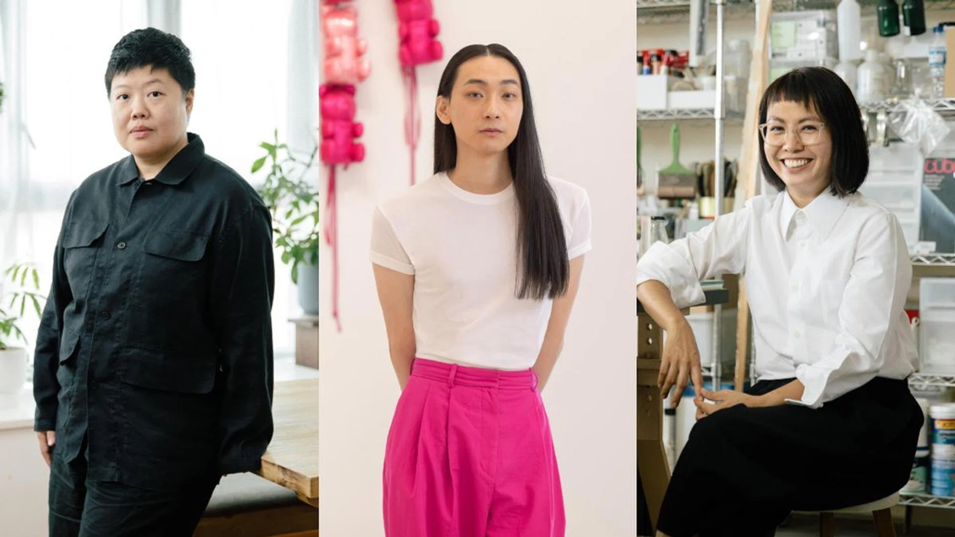 Three Singapore artists - (from left) Genevieve Chua, Samuel Xun and Grace Tan - participated in Dior's long-running Lady Dior As Seen By project. Credit: Juliana Tan, courtesy of Dior