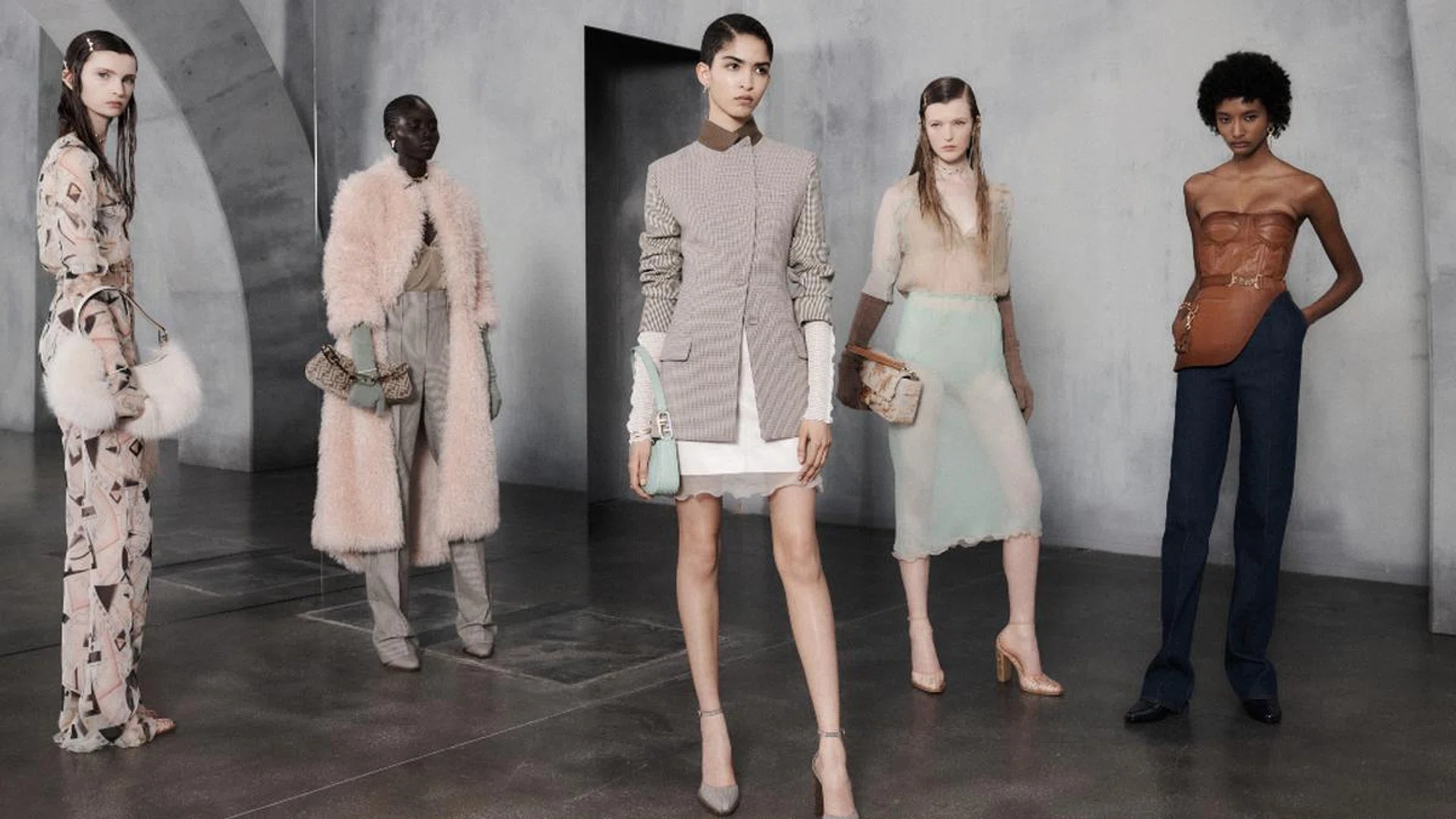 The new Fendi Fall/Winter 2022 collection referenced two of former creative director Karl Lagerfeld's collections from the '80s and early 2000s. Credit: Fendi