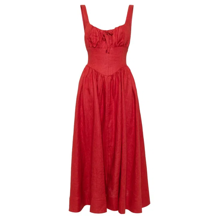 Reformation linen dress, US$485 (S$665), www.farfetch.com