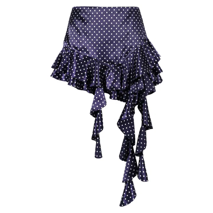 Polyester skirt in polka dots