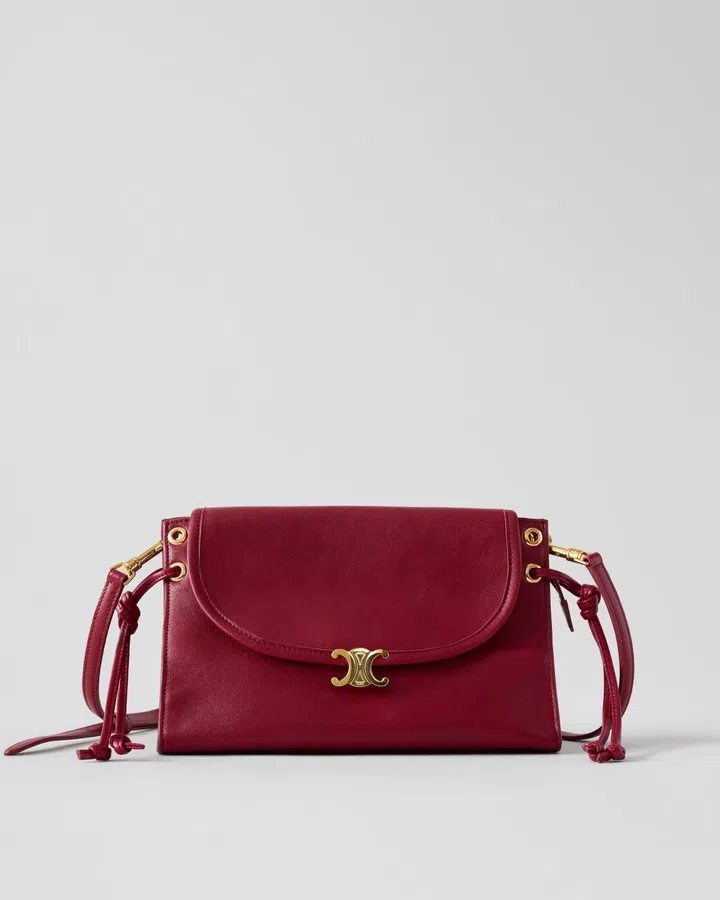 Celine Soft Triomphe Little Wedge in Red Velvet