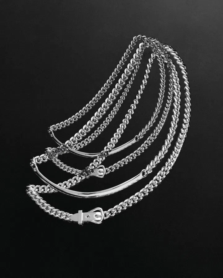 Hermes Double Tour Boucle Sellier Inflexible silver necklace