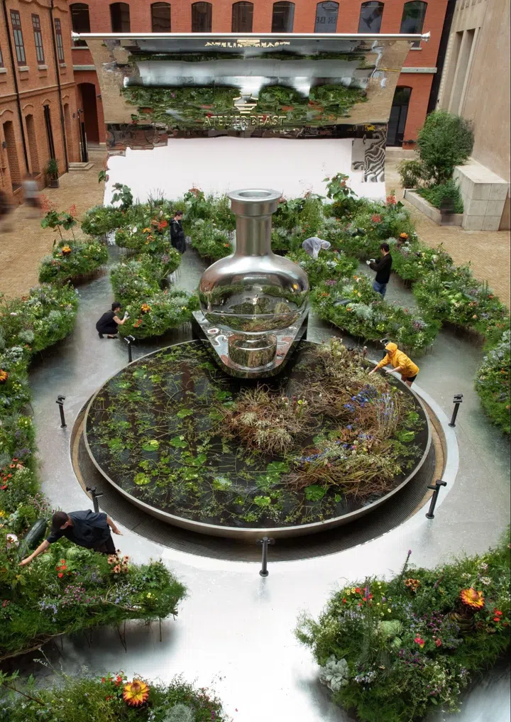 The Mirror garden installation by This Humid House and Beast Shanghai at Rockbund Square