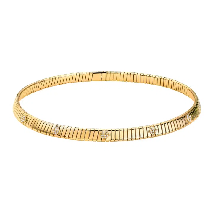Bvlgari Tubogas 18K yellow gold choker with diamonds, $31,400