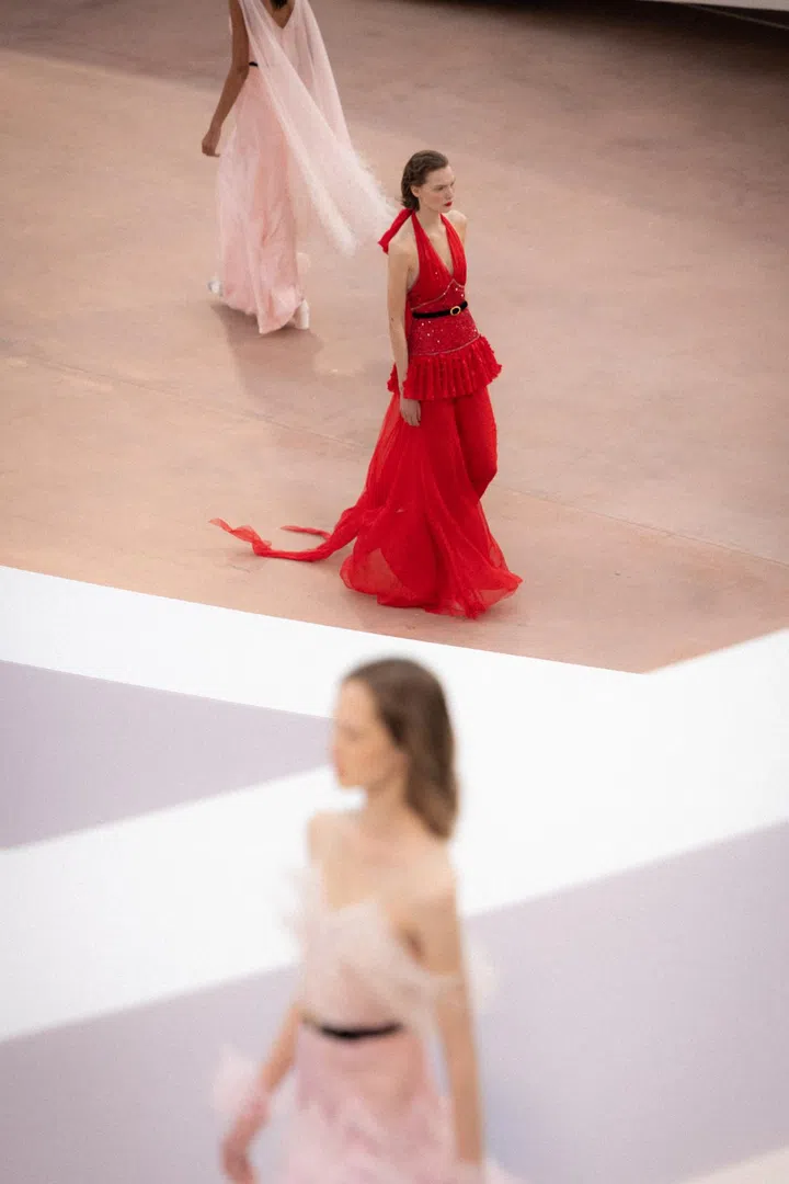 chanel couture spring summer 2025 red gown