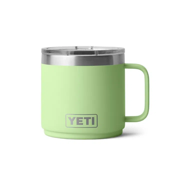 A lime green Yeti tumbler