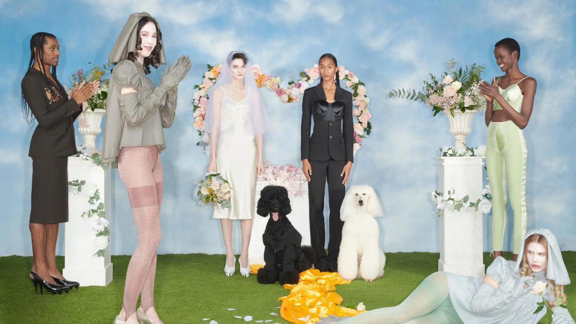 The campaign for JPG x Lotta Volkova is a surrealist-meets-black humour terrain that features Volkova's poodle, Dimitri. Credit: Jean Paul Gaultier