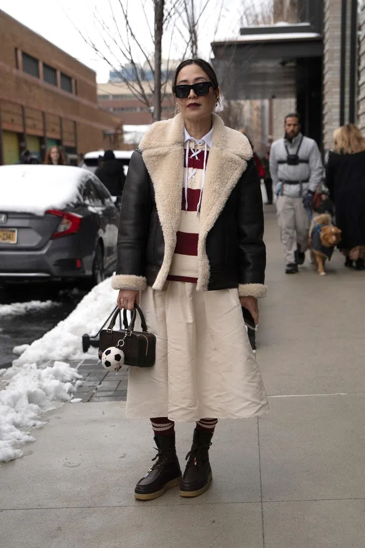 street style fur black shearling coat