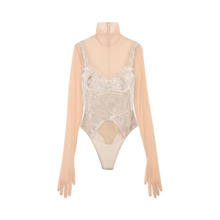 Balenciaga Trompe-l'œil polyester body top, price upon request