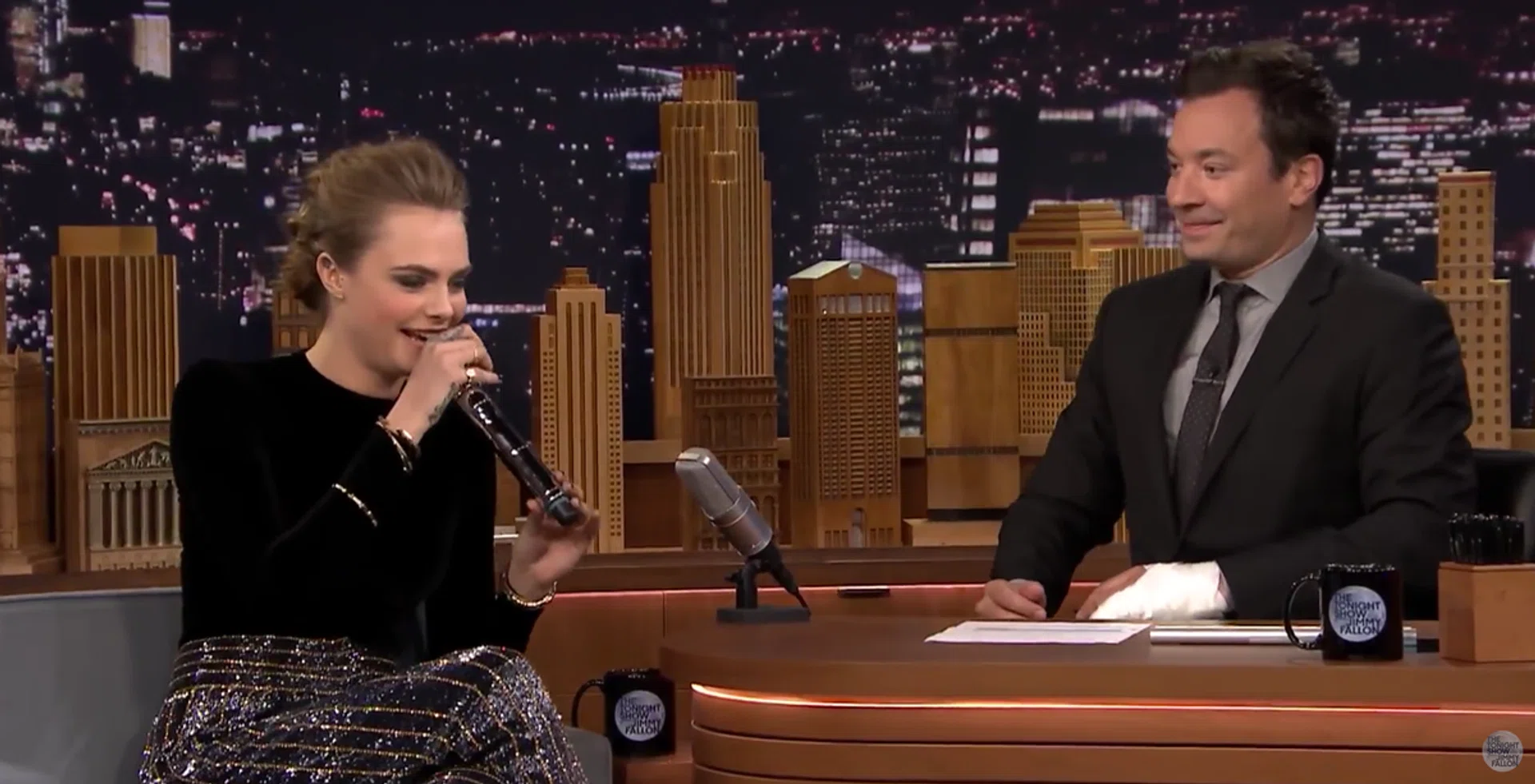 Cara Delevingne shows Jimmy her beatboxing skills and gets The Roots' Tariq Trotter to rap a few freestyle bars over her beat