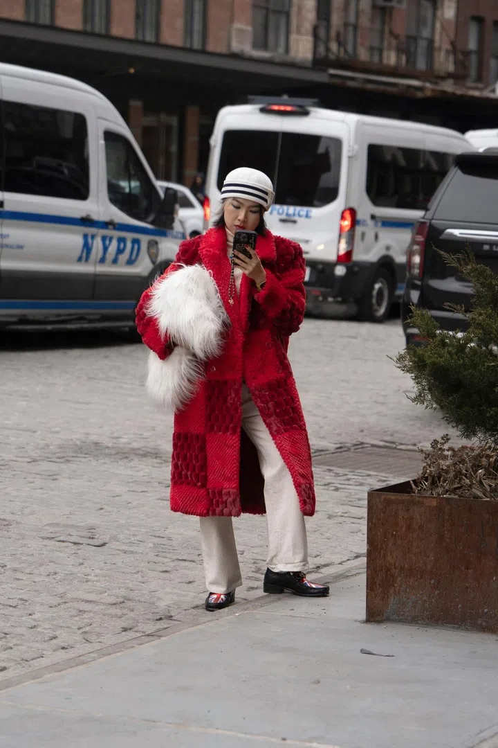 street style red coat