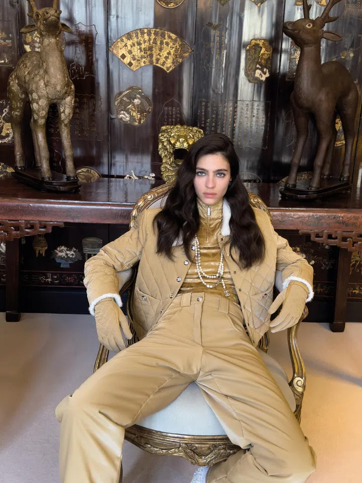 chanel coco neige khaki jacket pants