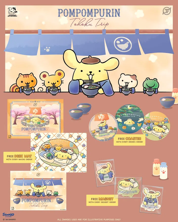 Free collectible merchandise at Pompompurin Cafe Singapore 2026