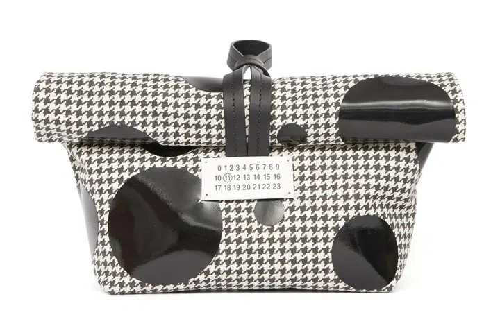 Cotton and calf leather clutch bag