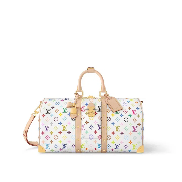 lv takashi murakami Keepall Bandoulière 45 coated canvas duffle bag