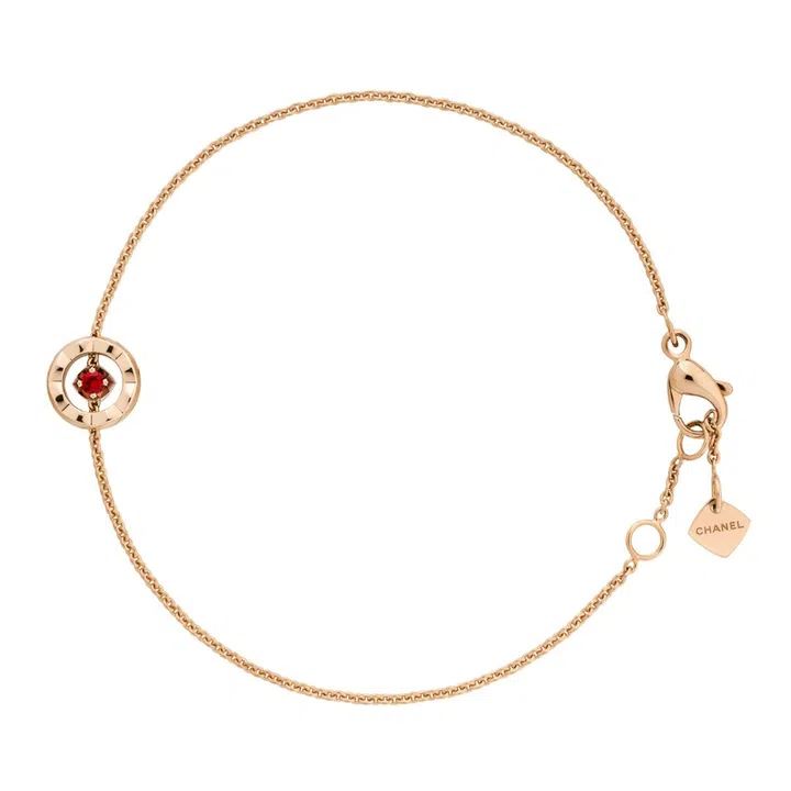 Coco Crush Coco 18K beige gold bracelet with ruby, $3,500, Chanel Watches and Fine Jewellery Boutique