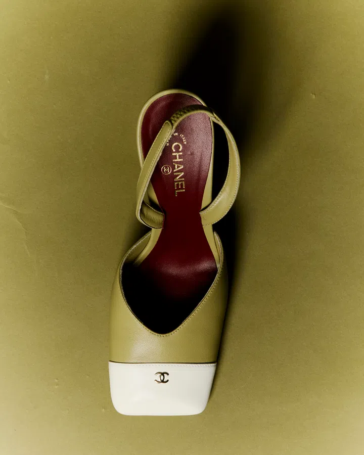 Chanel Calfskin and lambskin slingback pumps