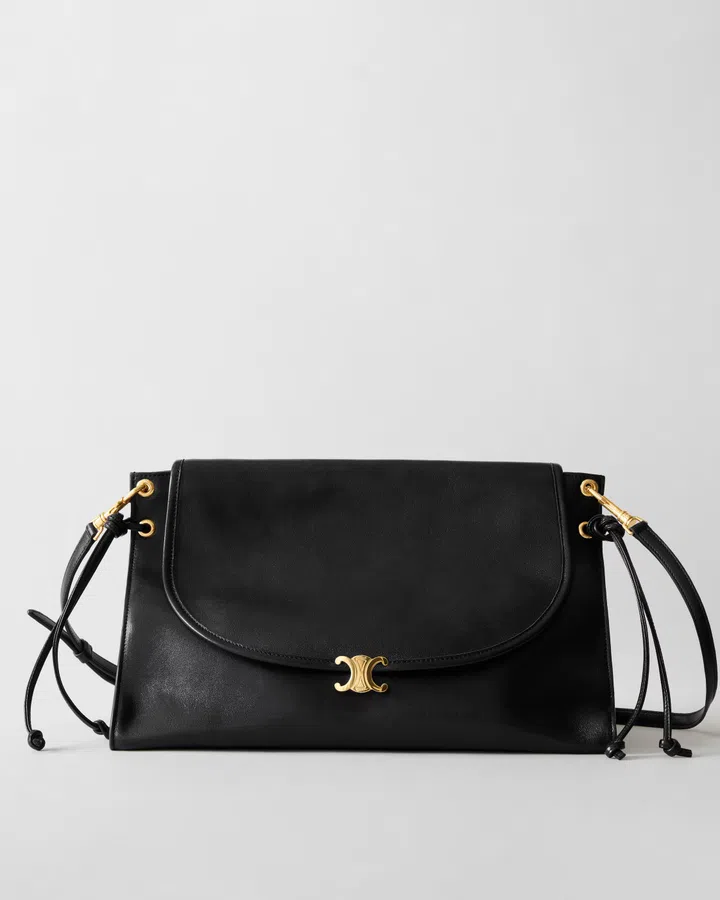 Celine Soft Triomphe Wedge in Black