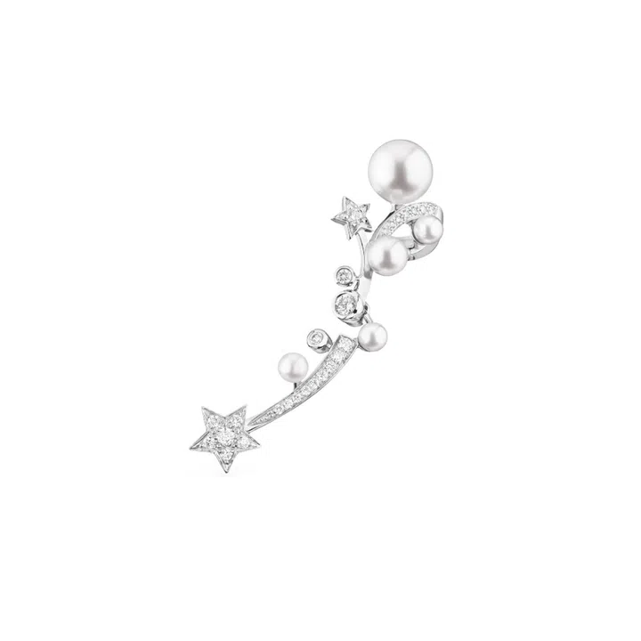 Comete Perlee 18K white gold and diamond ear cuff with cultured pearls, $17,250