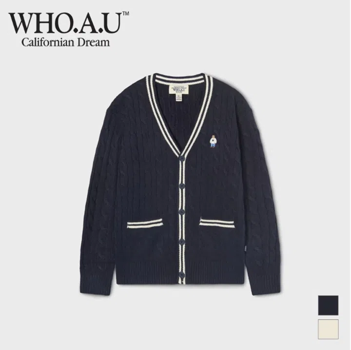 WHO.A.U Steve V-neck Tilden Cable Cardigan