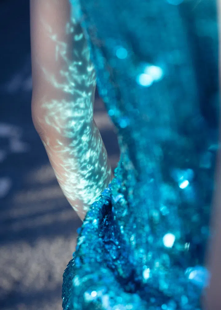 Japanese photographer Osamu Yokonami blue sequin dress