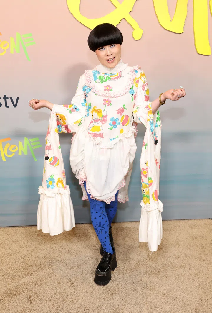 Atsuko Okatsuka Outcome premiere colourful long sleeved clown dress