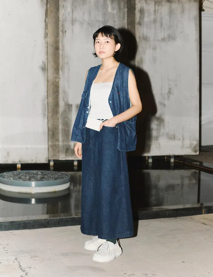 street style blue vest singapore design week