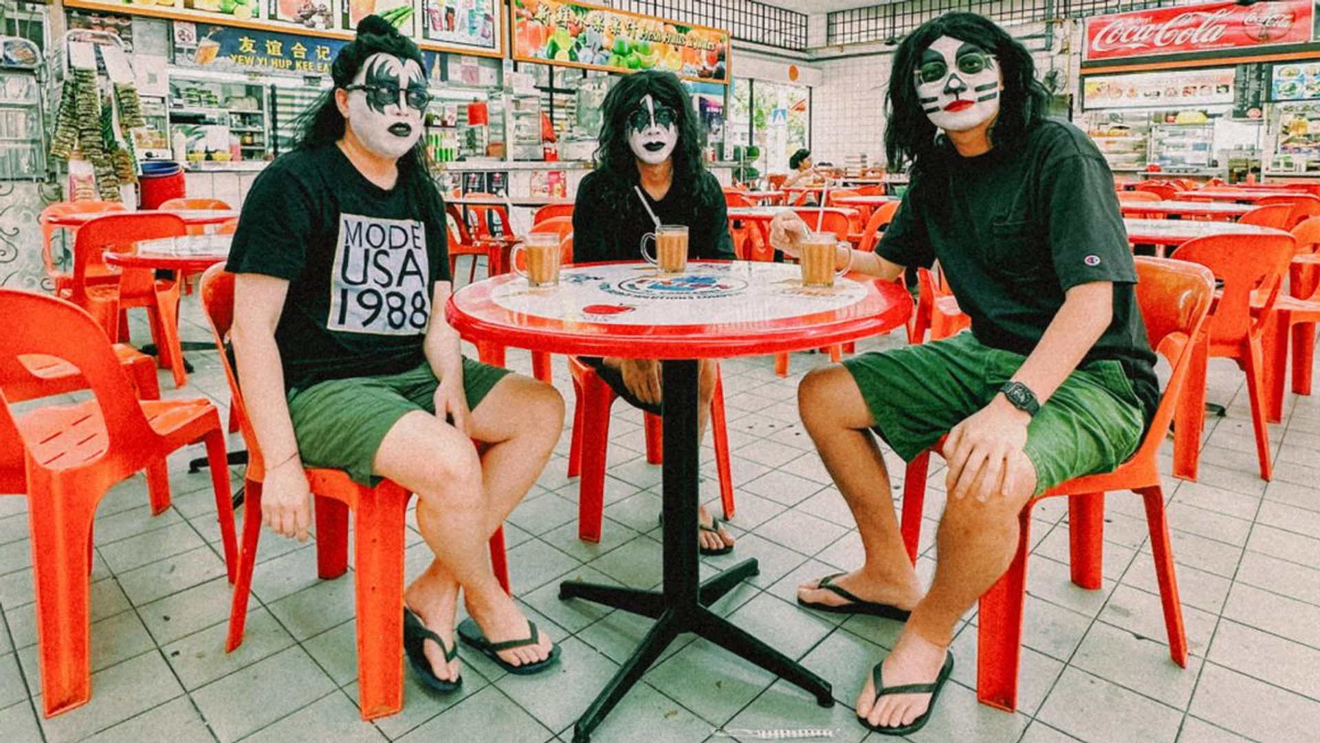 Visual archivist Aik Beng Chia is known for his unvarnished street portraits of everyday life. On this page, his photo of three of the four founding members of the acclaimed Singapore-based contemporary art and design collective Phunk – (from left) William Chan, Alvin Tan and Jackson Tan – made up like the members of American rock band Kiss (they’re big fans) and shot at a coffee shop last year.