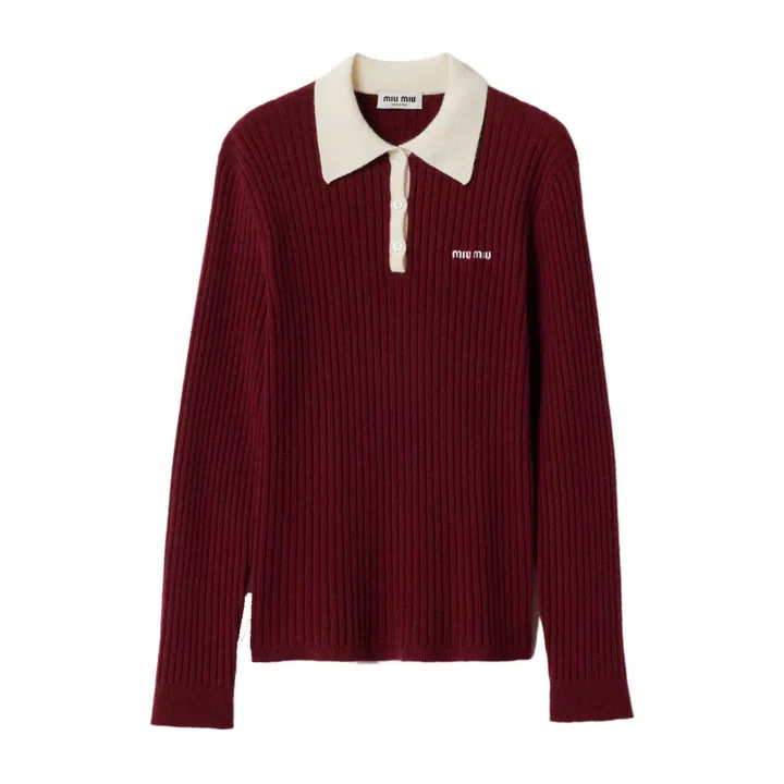 Cashmere polo shirt, $3,100, Miu Miu