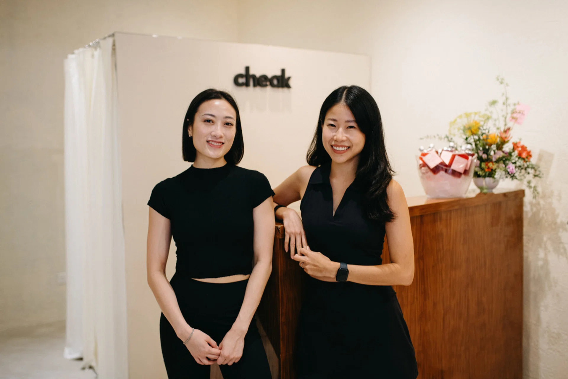 Olivia (left) and Tiffany at Cheak’s ION Orchard opening.