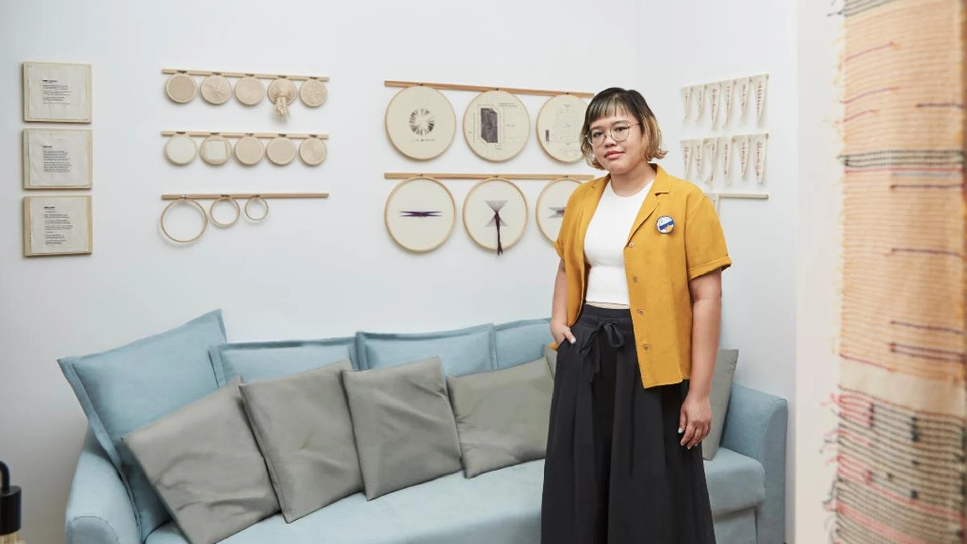Berny Tan – pictured here in her home studio filled with her own tactile works – has built a curatorial practice that’s based on “empathy, sensitivity and collaboration”. She particularly enjoys working with artists who have an affinity for materials and make art because they are sincerely compelled to put thoroughly thought-out versions of their ideas into the world. Credit: Phyllicia Wang