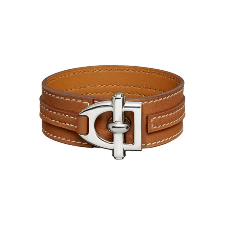 hermes Swift calfskin and palladium-finish metal bracelet
