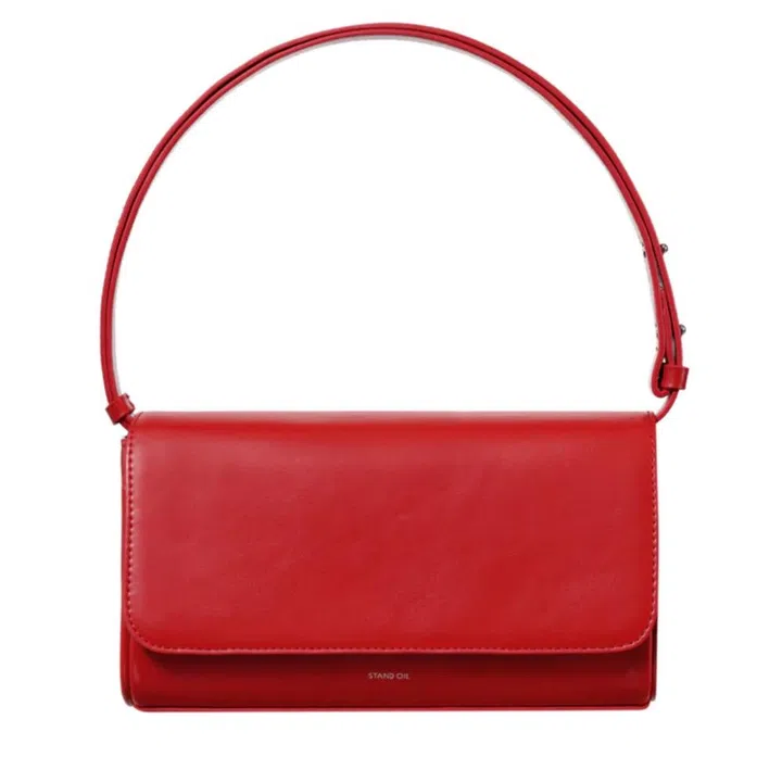 Red accessories for Chinese New Year 2026 in Singapore - Stand Oil red faux leather bag
