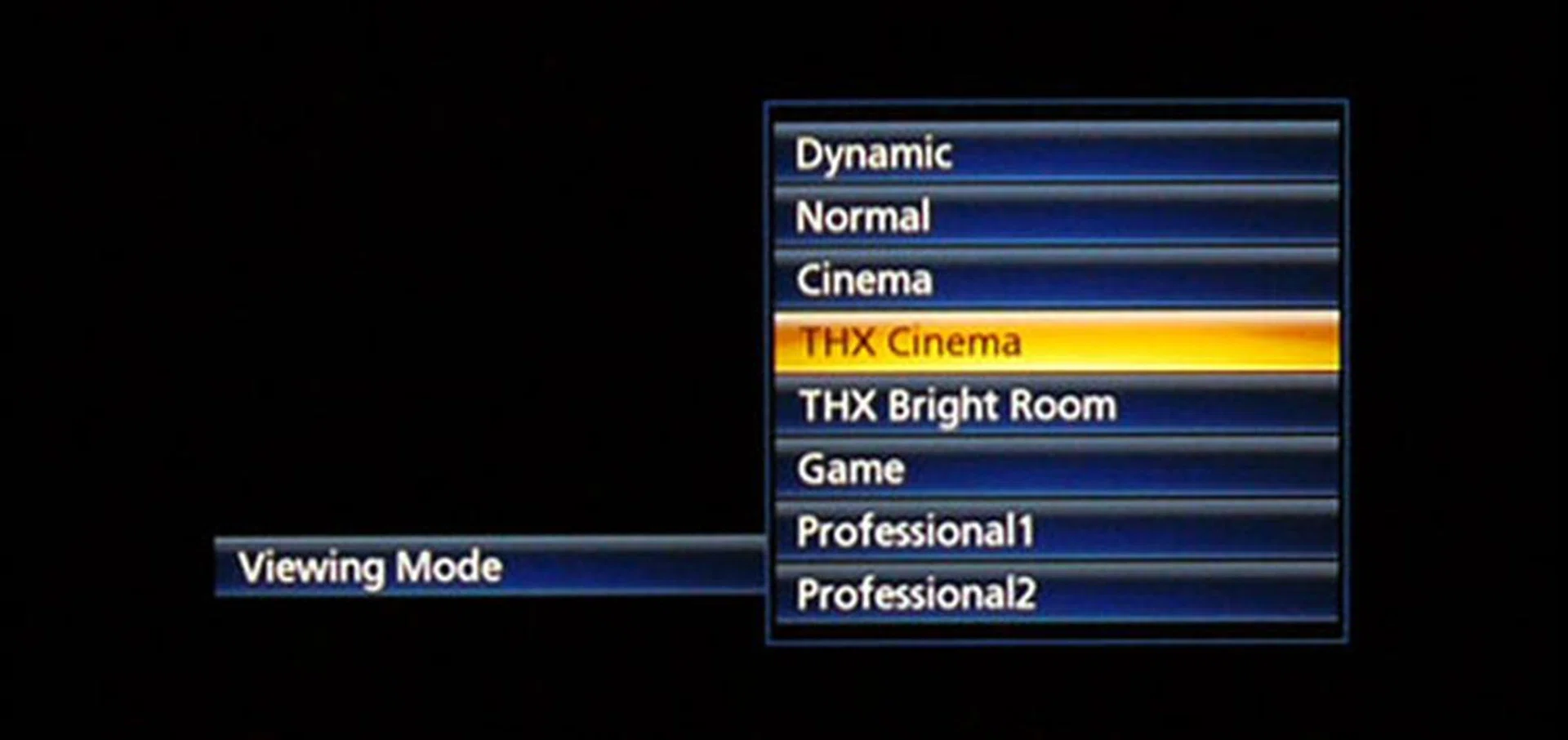 The VT50S features a total of eight picture presets. Note that the Professional modes are only available after the ISFccc function is enabled under the Setup menu.